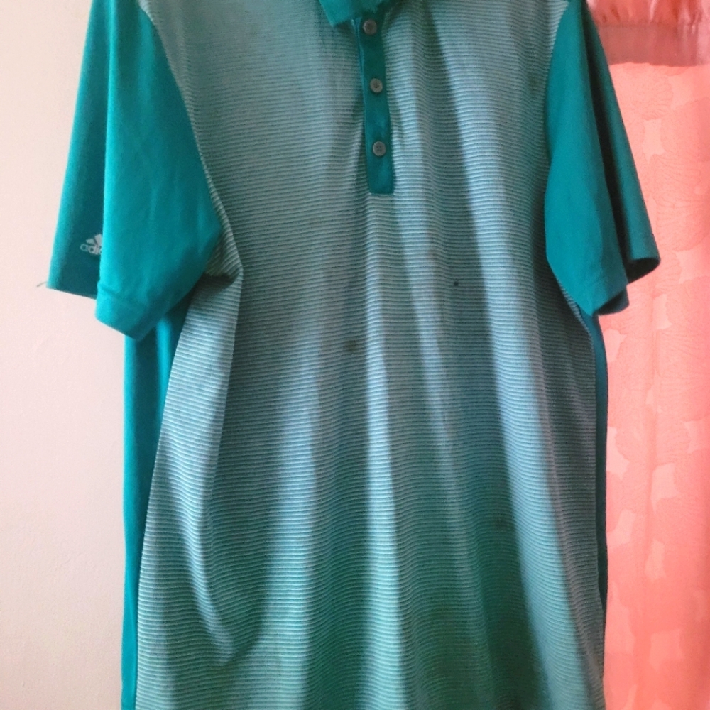 Adidas Men's Aqua and Gray Polo Shirt